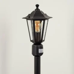 Luminaires Rustiques-hofstein Borne lumineuse Loria Noir, 1 lumière, Détecteur de mouvement