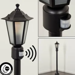 Luminaires Rustiques-hofstein Borne lumineuse Loria Noir, 1 lumière, Détecteur de mouvement