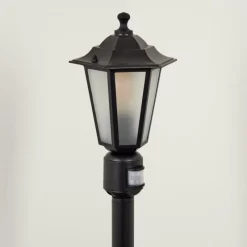 Luminaires Rustiques-hofstein Borne lumineuse Loria Noir, 1 lumière, Détecteur de mouvement