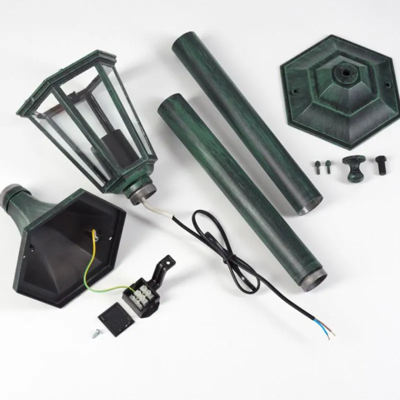 Luminaires Rustiques-hofstein Borne lumineuse Loria Vert, Noir, 1 lumière