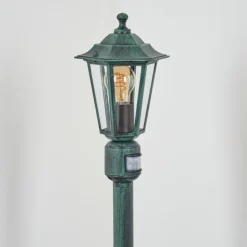 Luminaires Rustiques-hofstein Borne lumineuse Loria Vert, Noir, 1 lumière, Détecteur de mouvement