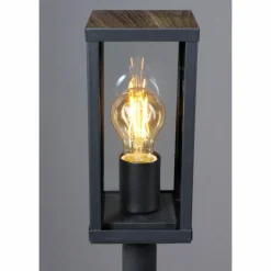 Lampes En Bois-Luminaires Lutec Borne lumineuse Lutec KARO Couleur bois, Noir, 1 lumière