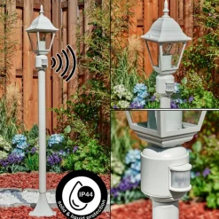 Luminaires Rustiques-hofstein Borne lumineuse Naofe Blanc, 1 lumière, Détecteur de mouvement