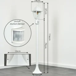 Luminaires Rustiques-hofstein Borne lumineuse Naofe Blanc, 1 lumière, Détecteur de mouvement