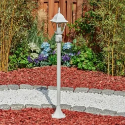 Luminaires Rustiques-hofstein Borne lumineuse Naofe Blanc, 1 lumière, Détecteur de mouvement