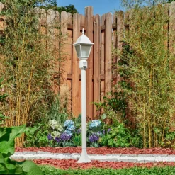 Luminaires Rustiques-hofstein Borne lumineuse Naofe Blanc, 1 lumière, Détecteur de mouvement