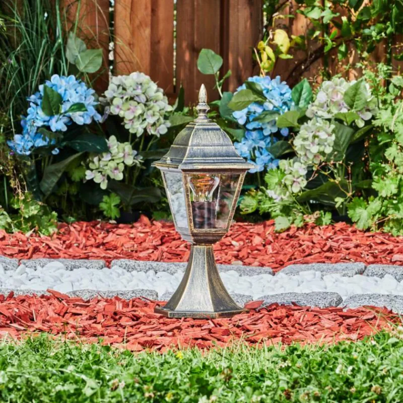 Luminaires Rustiques-hofstein Borne lumineuse Naofe Brun, Or, 1 lumière