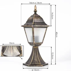 Luminaires Rustiques-hofstein Borne lumineuse Naofe Brun, Or, 1 lumière