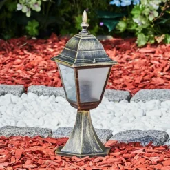 Luminaires Rustiques-hofstein Borne lumineuse Naofe Brun, Or, 1 lumière