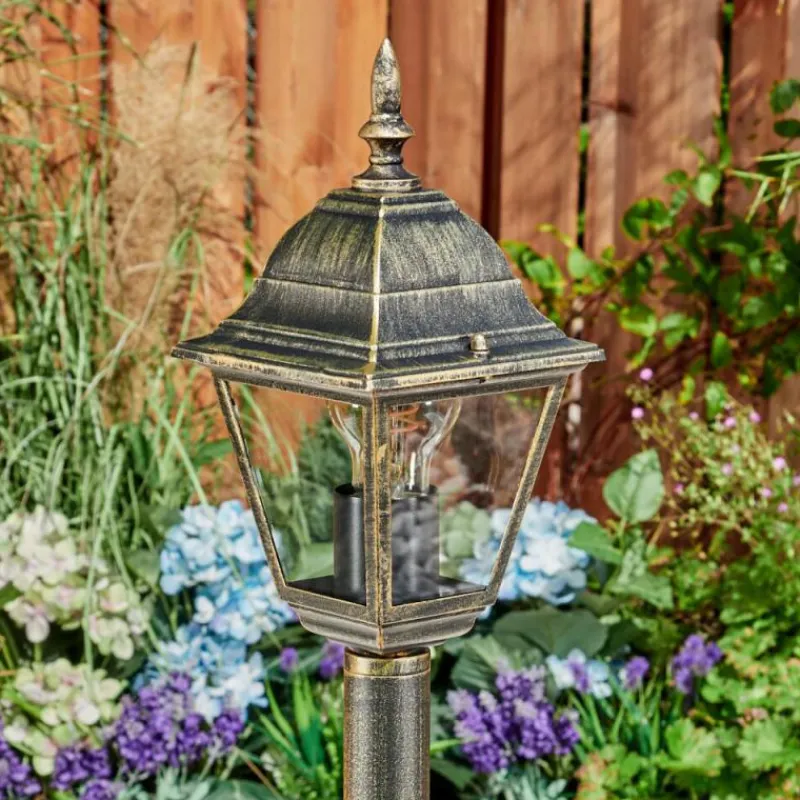 Luminaires Rustiques-hofstein Borne lumineuse Naofe Brun, Or, 1 lumière