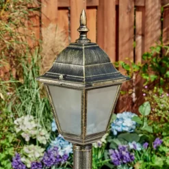 Luminaires Rustiques-hofstein Borne lumineuse Naofe Brun, Or, 1 lumière