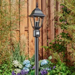 Luminaires Rustiques-hofstein Borne lumineuse Naofe Noir, 1 lumière, Détecteur de mouvement