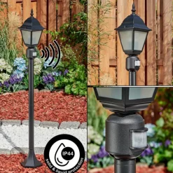 Luminaires Rustiques-hofstein Borne lumineuse Naofe Noir, 1 lumière, Détecteur de mouvement