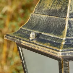 Luminaires Rustiques-hofstein Borne lumineuse Naofe Or, Noir, 1 lumière, Détecteur de mouvement