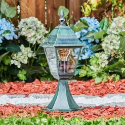 Luminaires Rustiques-hofstein Borne lumineuse Naofe Vert, Noir, 1 lumière