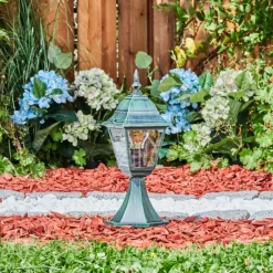 Luminaires Rustiques-hofstein Borne lumineuse Naofe Vert, Noir, 1 lumière