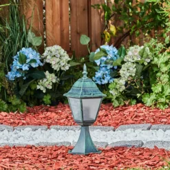 Luminaires Rustiques-hofstein Borne lumineuse Naofe Vert, Noir, 1 lumière