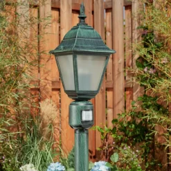 Luminaires Rustiques-hofstein Borne lumineuse Naofe Vert, Noir, 1 lumière, Détecteur de mouvement