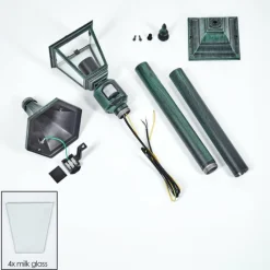 Luminaires Rustiques-hofstein Borne lumineuse Naofe Vert, Noir, 1 lumière, Détecteur de mouvement