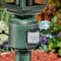 Luminaires Rustiques-hofstein Borne lumineuse Naofe Vert, Noir, 1 lumière, Détecteur de mouvement