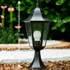 Luminaires Rustiques-hofstein Borne lumineuse noire Noir, Transparent, 1 lumière