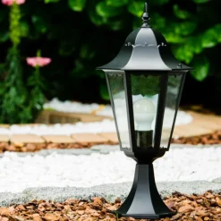 Luminaires Rustiques-hofstein Borne lumineuse noire Noir, Transparent, 1 lumière