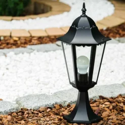 Luminaires Rustiques-hofstein Borne lumineuse noire Noir, Transparent, 1 lumière