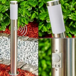 hofstein Borne lumineuse Norburg Acier inoxydable, 1 lumière, Détecteur de mouvement