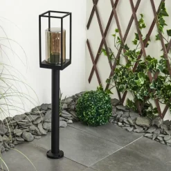 Suspension Verre Fumé-hofstein Borne lumineuse Palanga Noir, 1 lumière