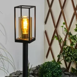 Suspension Verre Fumé-hofstein Borne lumineuse Palanga Noir, 1 lumière