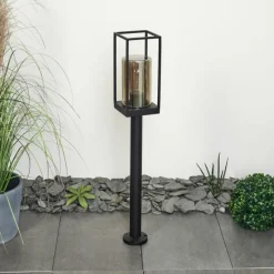 Suspension Verre Fumé-hofstein Borne lumineuse Palanga Noir, 1 lumière