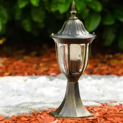 Luminaires Rustiques-hofstein Borne lumineuse Ribadeo Noir doré, 1 lumière