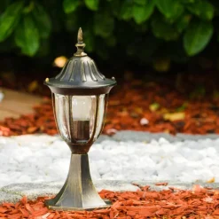 Luminaires Rustiques-hofstein Borne lumineuse Ribadeo Noir doré, 1 lumière