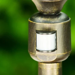 Luminaires Rustiques-hofstein Borne lumineuse Ribadeo Noir doré, 1 lumière, Détecteur de mouvement