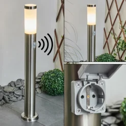 hofstein Borne lumineuse Sessa Nickel mat, 1 lumière, Détecteur de mouvement