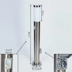 hofstein Borne lumineuse Sessa Nickel mat, 1 lumière, Détecteur de mouvement