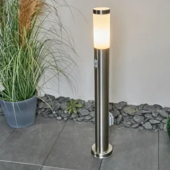 hofstein Borne lumineuse Sessa Nickel mat, 1 lumière, Détecteur de mouvement