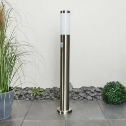 hofstein Borne lumineuse Sessa Nickel mat, 1 lumière, Détecteur de mouvement