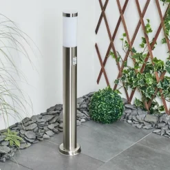 hofstein Borne lumineuse Sessa Nickel mat, 1 lumière, Détecteur de mouvement