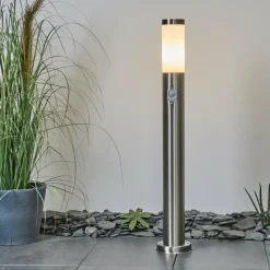 hofstein Borne lumineuse Sessa Nickel mat, 1 lumière, Détecteur de mouvement