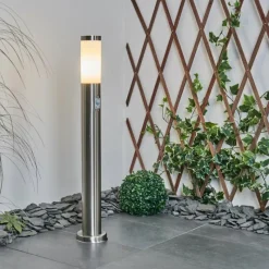 hofstein Borne lumineuse Sessa Nickel mat, 1 lumière, Détecteur de mouvement