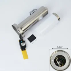 hofstein Borne lumineuse Sessa Nickel mat, 1 lumière, Détecteur de mouvement