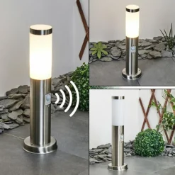 hofstein Borne lumineuse Sessa Nickel mat, 1 lumière, Détecteur de mouvement