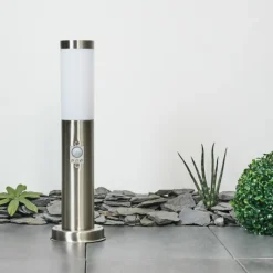 hofstein Borne lumineuse Sessa Nickel mat, 1 lumière, Détecteur de mouvement