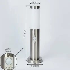hofstein Borne lumineuse Sessa Nickel mat, 1 lumière, Détecteur de mouvement