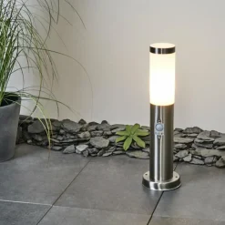 hofstein Borne lumineuse Sessa Nickel mat, 1 lumière, Détecteur de mouvement