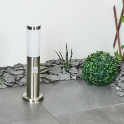 hofstein Borne lumineuse Sessa Nickel mat, 1 lumière, Détecteur de mouvement