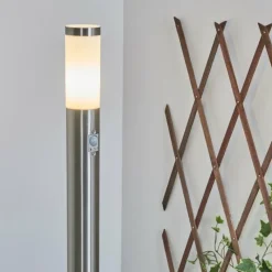 hofstein Borne lumineuse Sessa Nickel mat, 1 lumière, Détecteur de mouvement