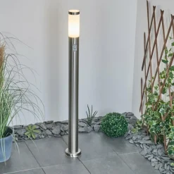 hofstein Borne lumineuse Sessa Nickel mat, 1 lumière, Détecteur de mouvement