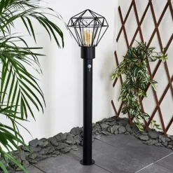 Lampes Vintages & Rétros-hofstein Borne lumineuse Solda Noir, 1 lumière, Détecteur de mouvement